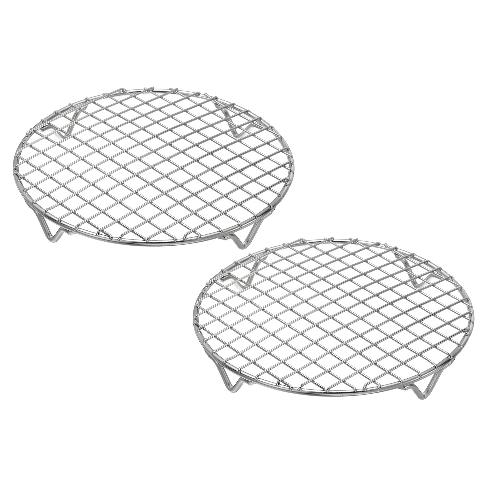 2 Pcs Round Cooking Rack 7.9 Inch Dia for Cooking Silver