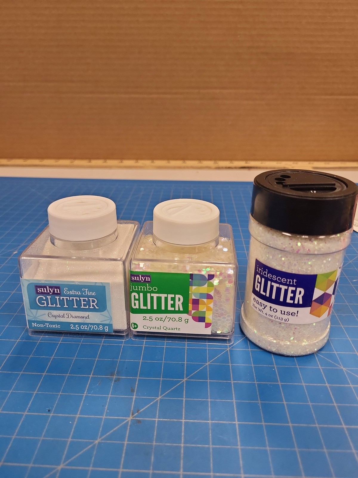 Sulyn Glitter Lot Extra Fine Jumbo Iridescent 3 Bottles Craft Art Supplies