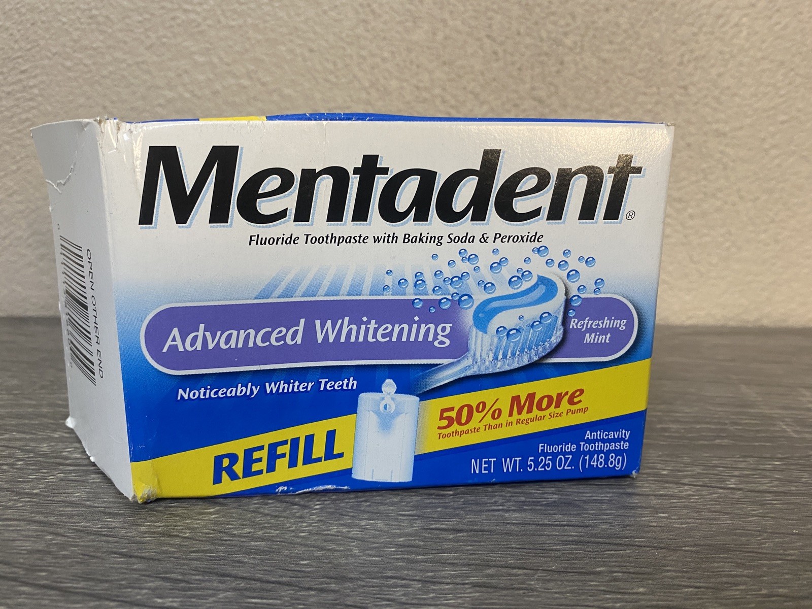 Mentadent Advanced Whitening Fluoride Toothpaste Refreshing Mint 5.25 Ounce