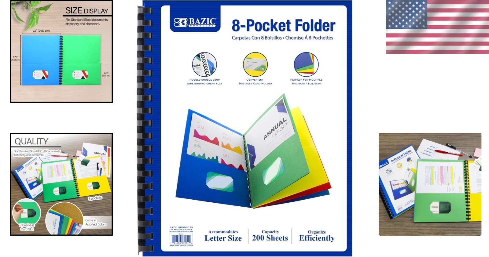 Complete Your Workspace: 12 Assorted 8-Pocket Folders for School & Office Use