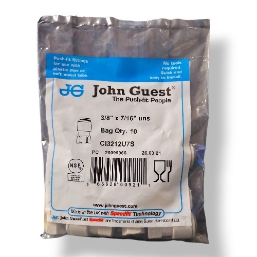 John Guest CI3212U7S Faucet Connector UNS - 3/8" x 7/16" UNS - 10PK
