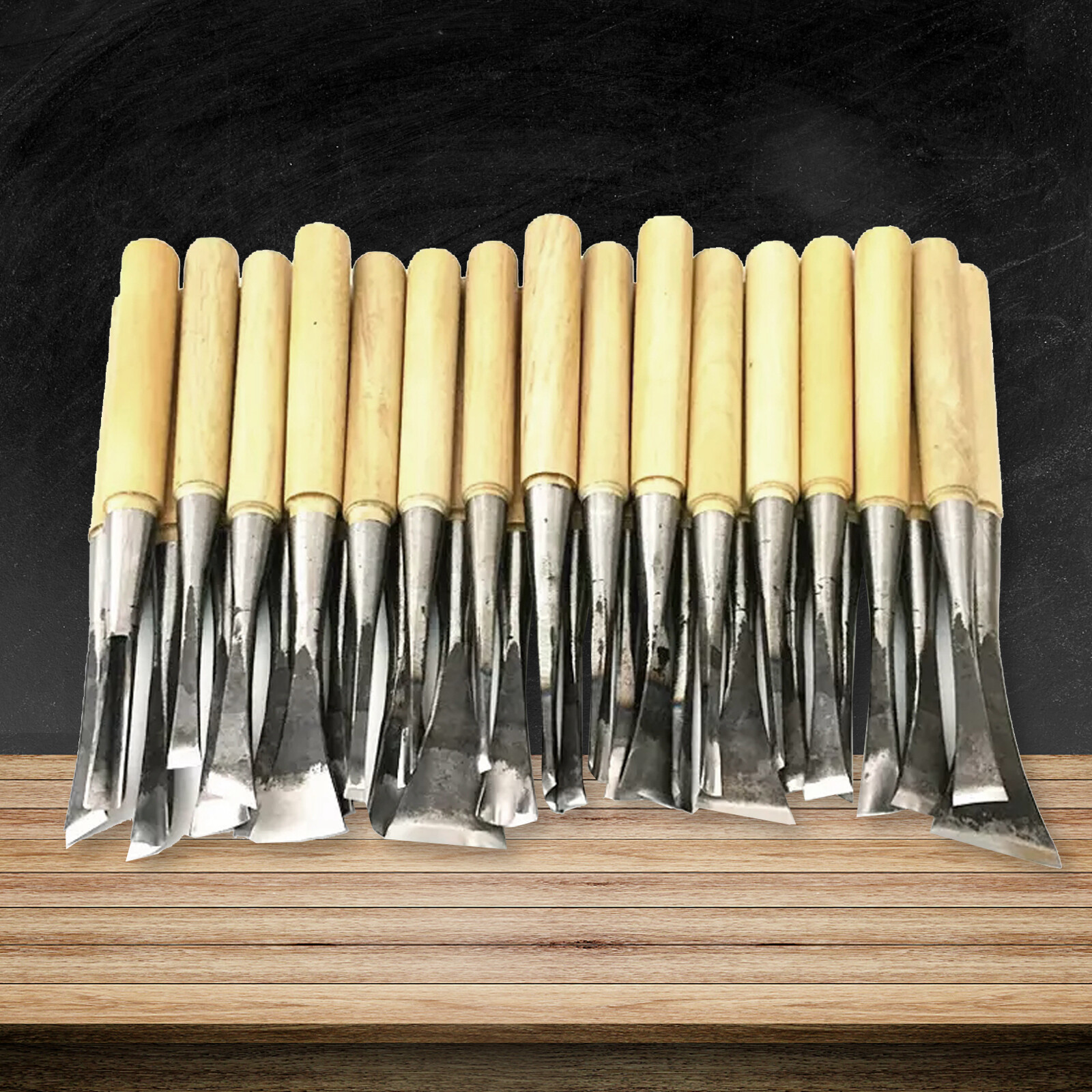31Pcs Hand Wood Carving New Tools General Chisel Made Ground By Hand W/Tool Bag