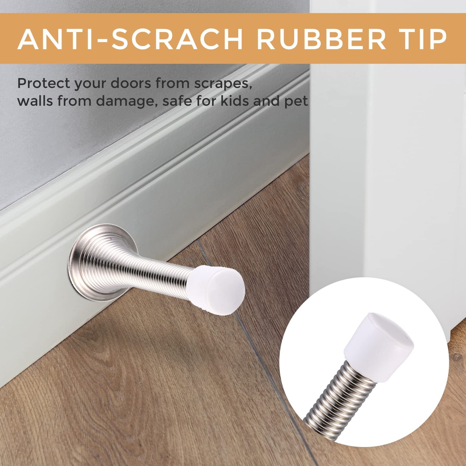 Sadnyy 60 Pcs Spring Door Stopper with Rustproof Screw Rubber Bumper Tips, 3"...