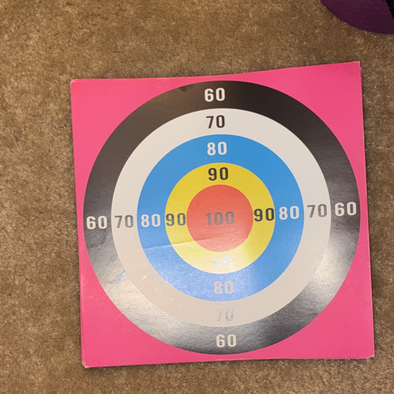 12 sheets of Archery Target Face Square Bullseye Rings 60-100 Pink Background