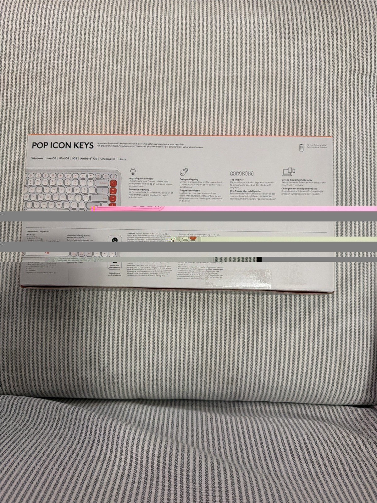 Logitech Pop Icon Keys Compact Wireless Keyboard, White/Orange