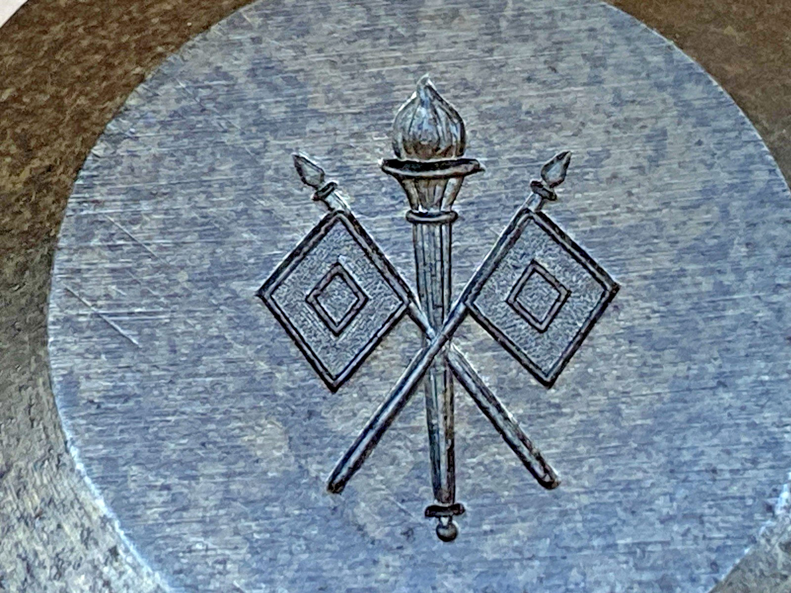 VTG 1940-60's WWII Era Die Stamp Military Insignia Signal Corps Small Pin Button