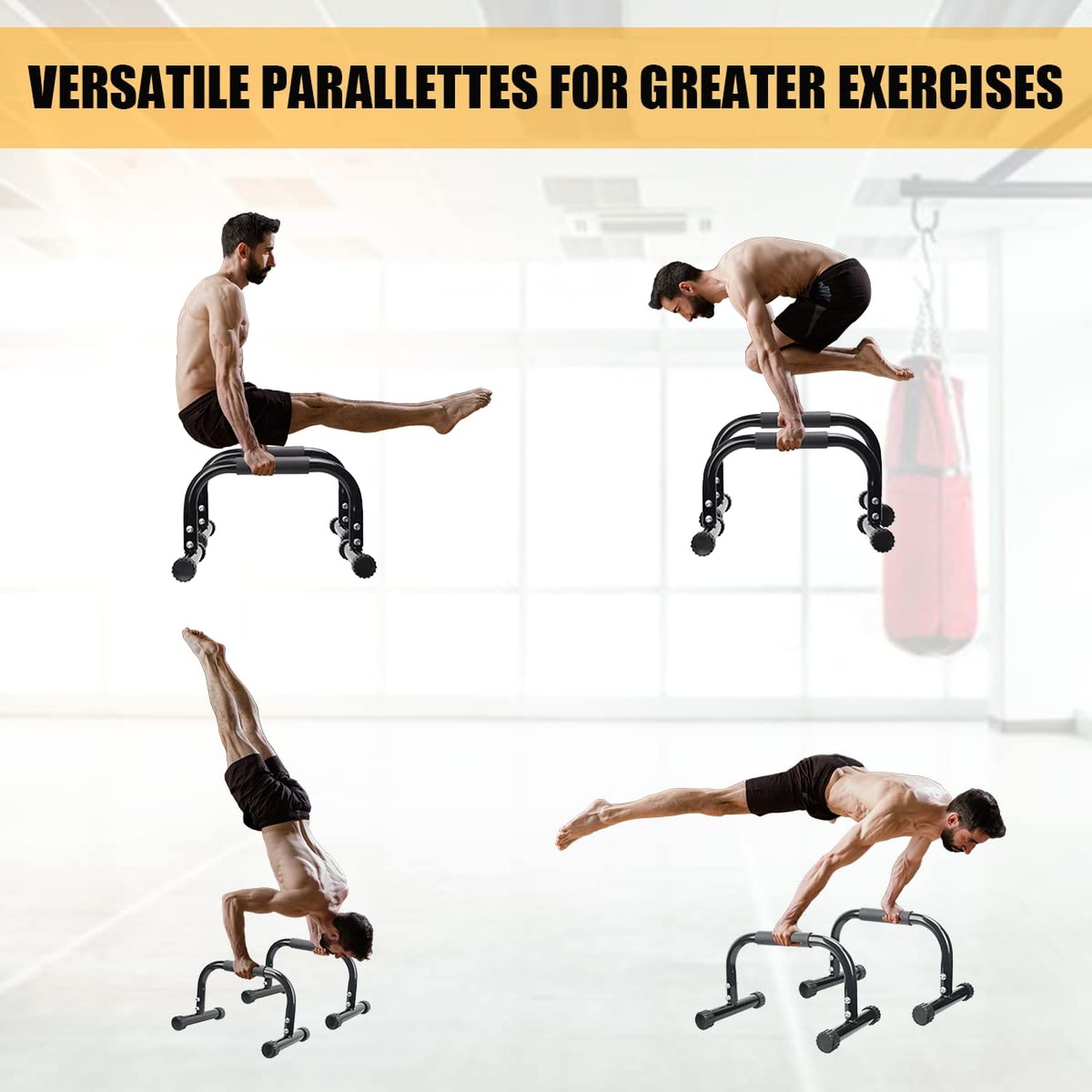 AmazeFan Parallettes Bars, Push Up Bars Strength Training For Handstands, Ful...