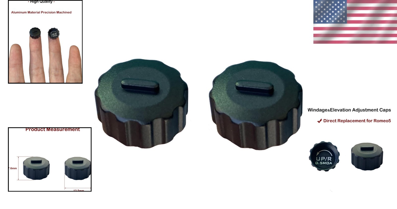 Aluminum Replacement Turret Caps for Shooting Efficiency - 2 Pack