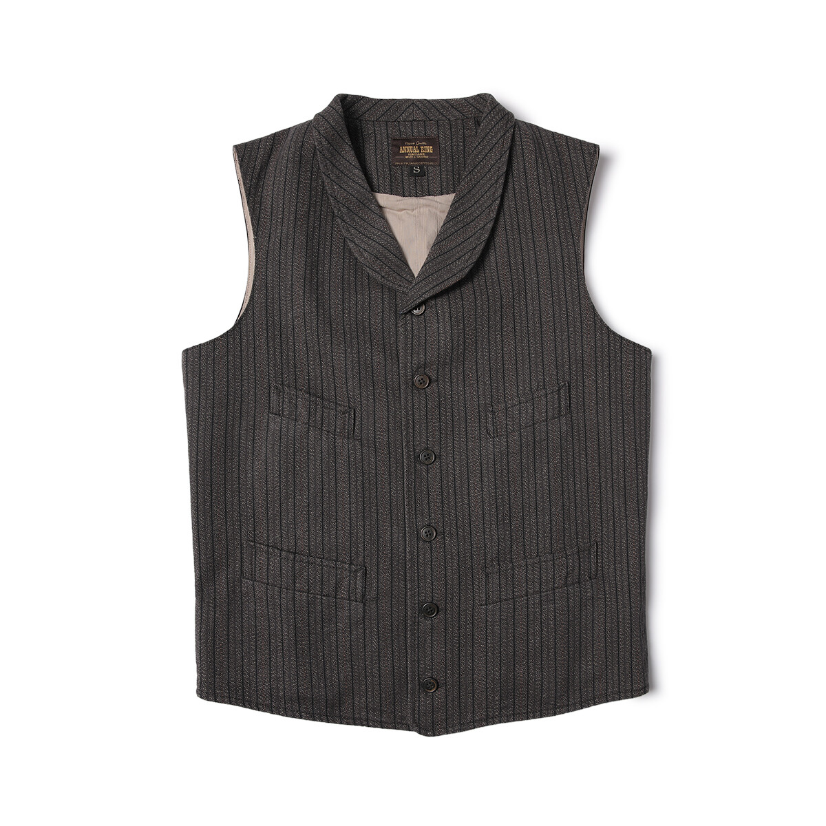 Annual Ring Vintage French Salt & Pepper Striped Chambray Men's Slim Waistcoat