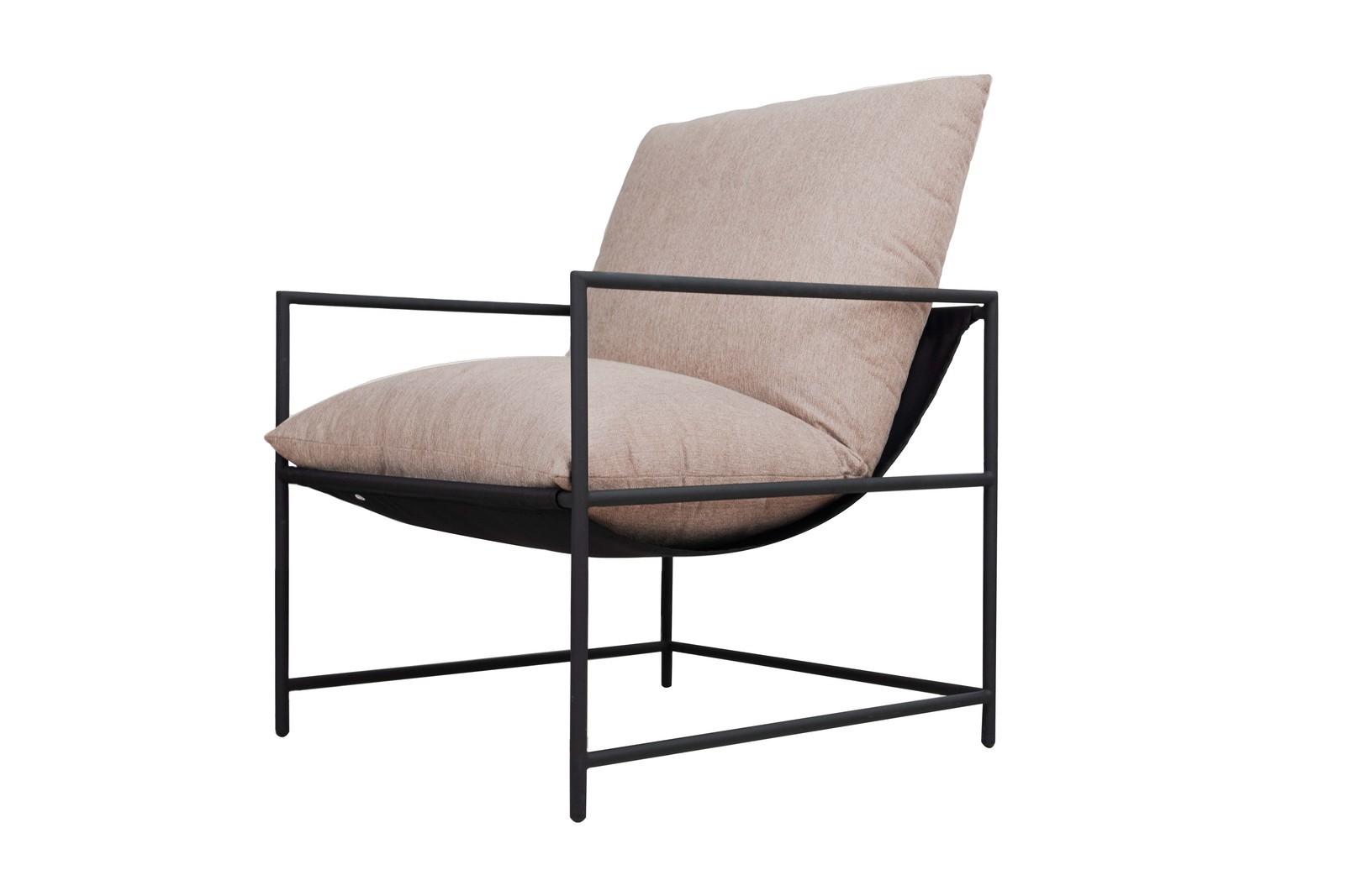 Modern Oatmeal Sling Accent Chair with Metal Frame Shredded Foam Cushion