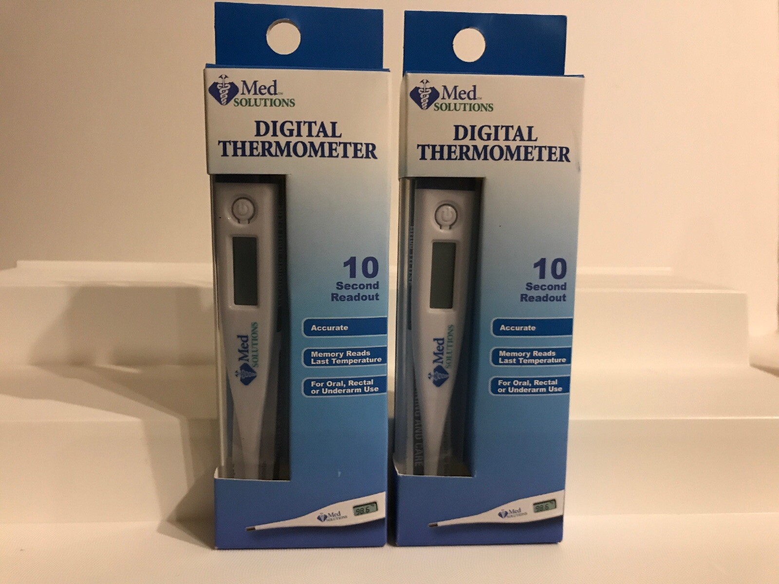 2x MED SOLUTIONS ORAL, RECTAL OR UNDERARM LCD Digital Thermometer  10 Second
