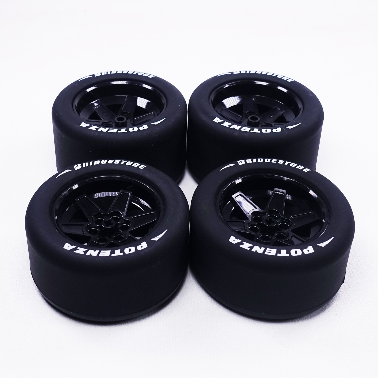 Custom 4 pcs Rubber Printing slick tires for Lego 42171 42206 42207 F1, V12-W