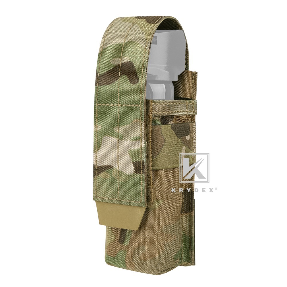 KRYDEX Tactical Flashlight Holster Low Profile Pouch MC Camo MOLLE&Belt System