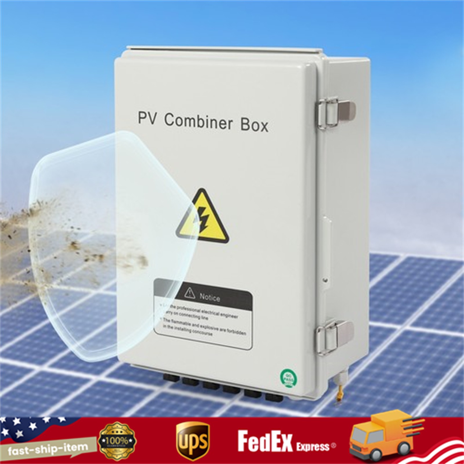 6 String Solar PV Combiner Box 63A Circuit Breaker Junction Box for Solar Panels