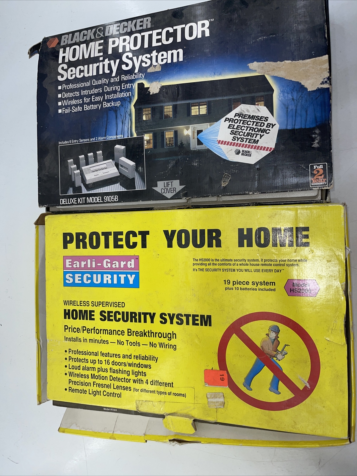 2 Vintage DIY Wireless Home Alarm Security System Black & Decker