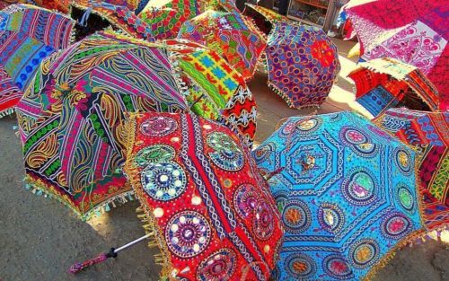 Indian Decorative Wedding Umbrella Vintage Cotton Women Sun Parasols 5 Pcs