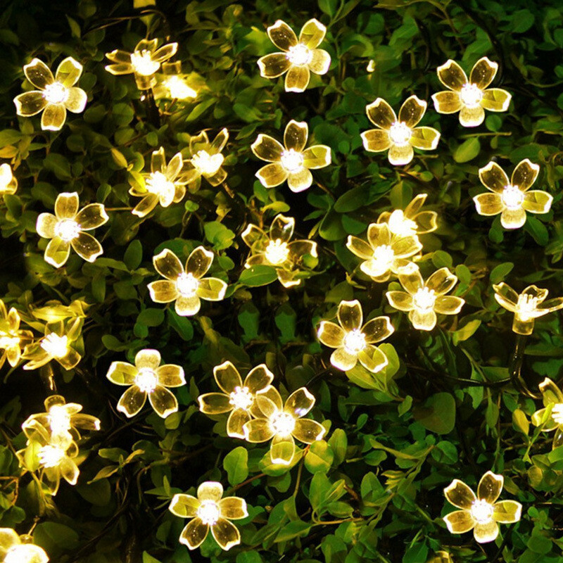 Solar Power 50 LED Flower Fairy Garden Lights String Outdoor Decor Waterproof