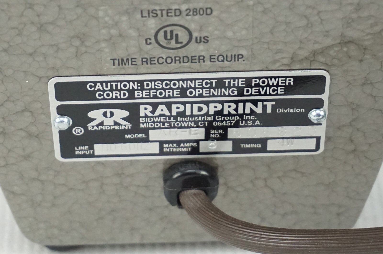 Rapidprint AR-E Time Clock Stamp Needs Ribbon 2002-2013