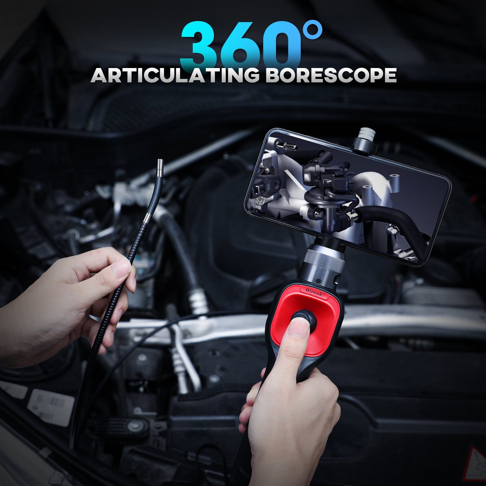 360° Rotation 1080P HD Industrial Endoscope Borescope Inspection Snake Camera