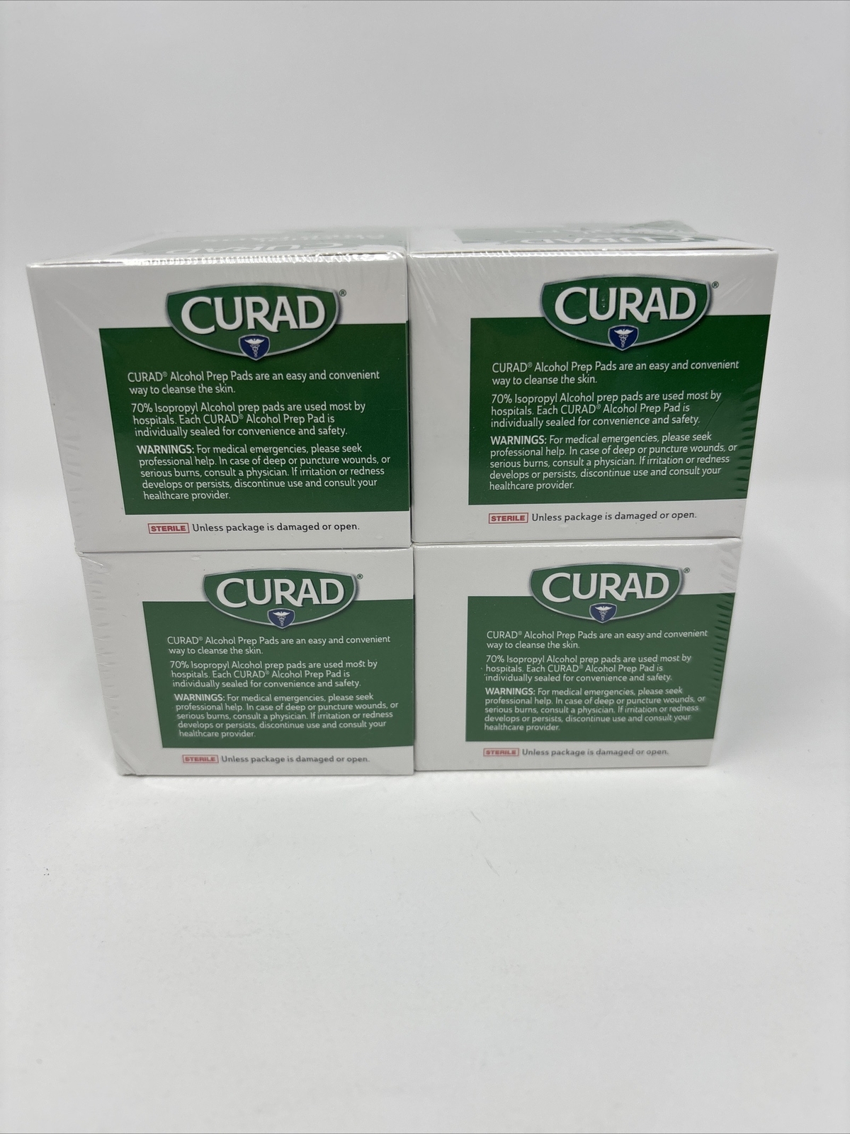 Curad Alcohol Prep Pads Medium - 4 Boxes - 100 Medium Prep Pads per Box