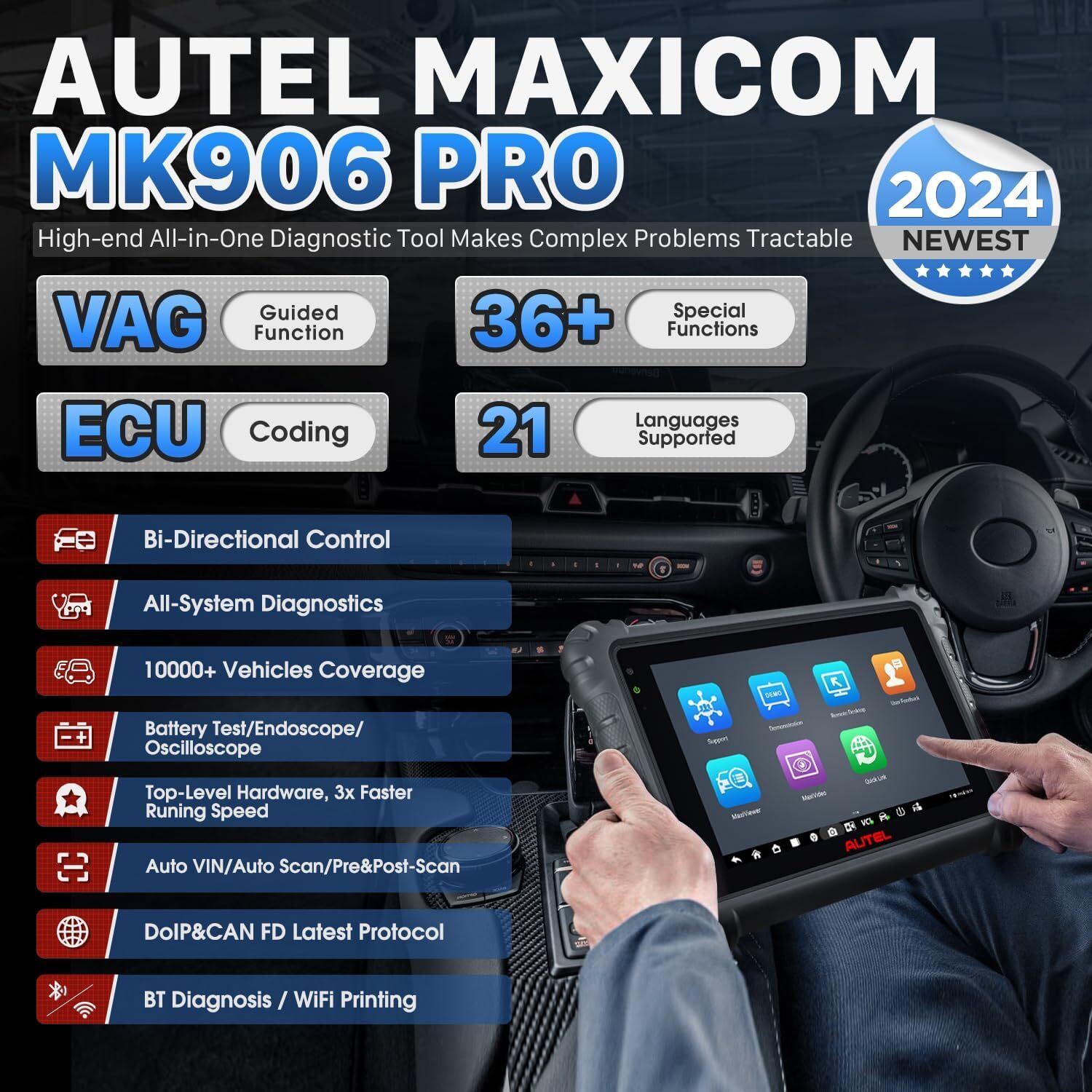 2024 Newest Autel MaxiSys MK906 Pro MS906 PRO Coding Car Diagnostic Scanner Tool