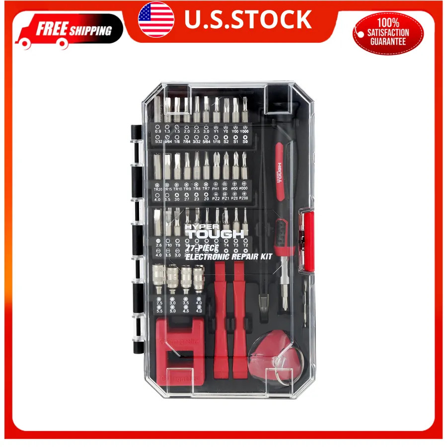 Hyper Tough 77 Piece Precision Tool Kit with Magnetic Screwdriver and Case New