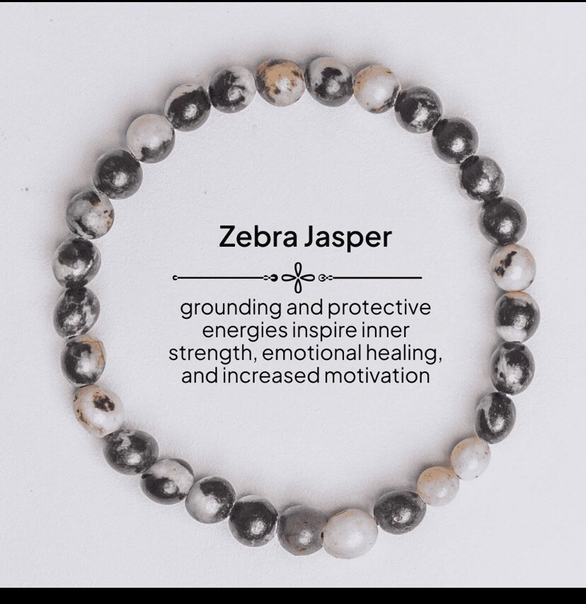 Eternity Zebra Jasper Harmonize Mind Body & Spirit Crystal Bracelet