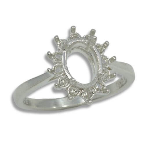 Oval Halo Cluster Pre-notched Ring Mounting