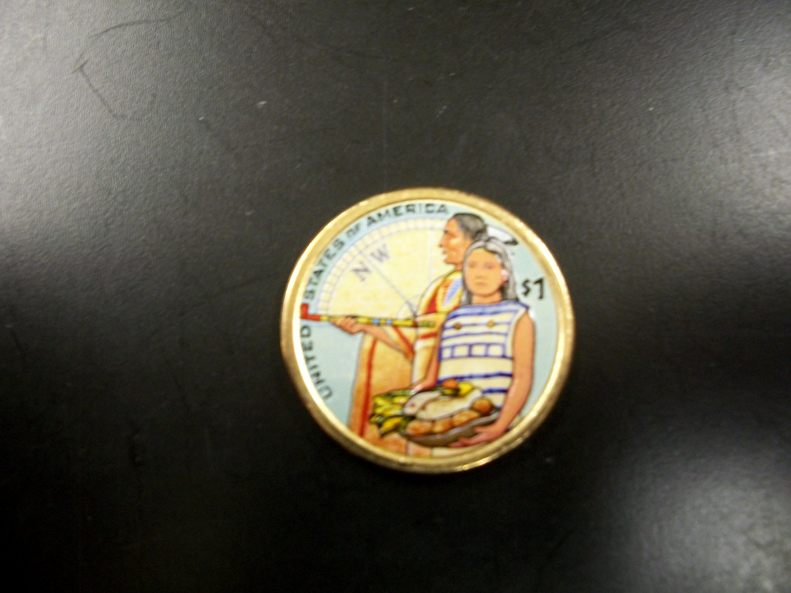 2014 Native American Dollar Colorized on The Reverse Side