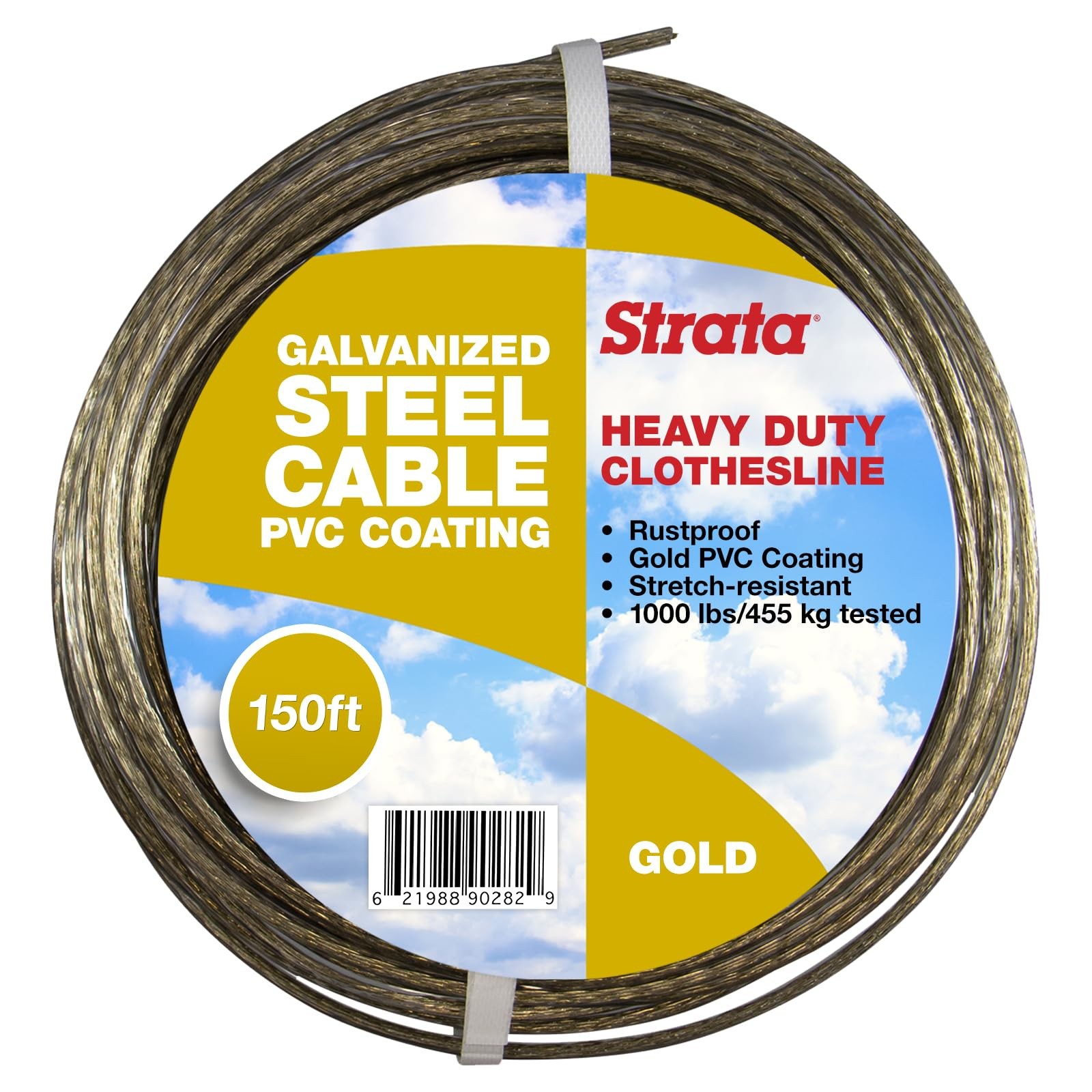 Strata 150 Feet Clothesline Outdoor Heavy Duty Galvanized Wire Steel Cable, G...