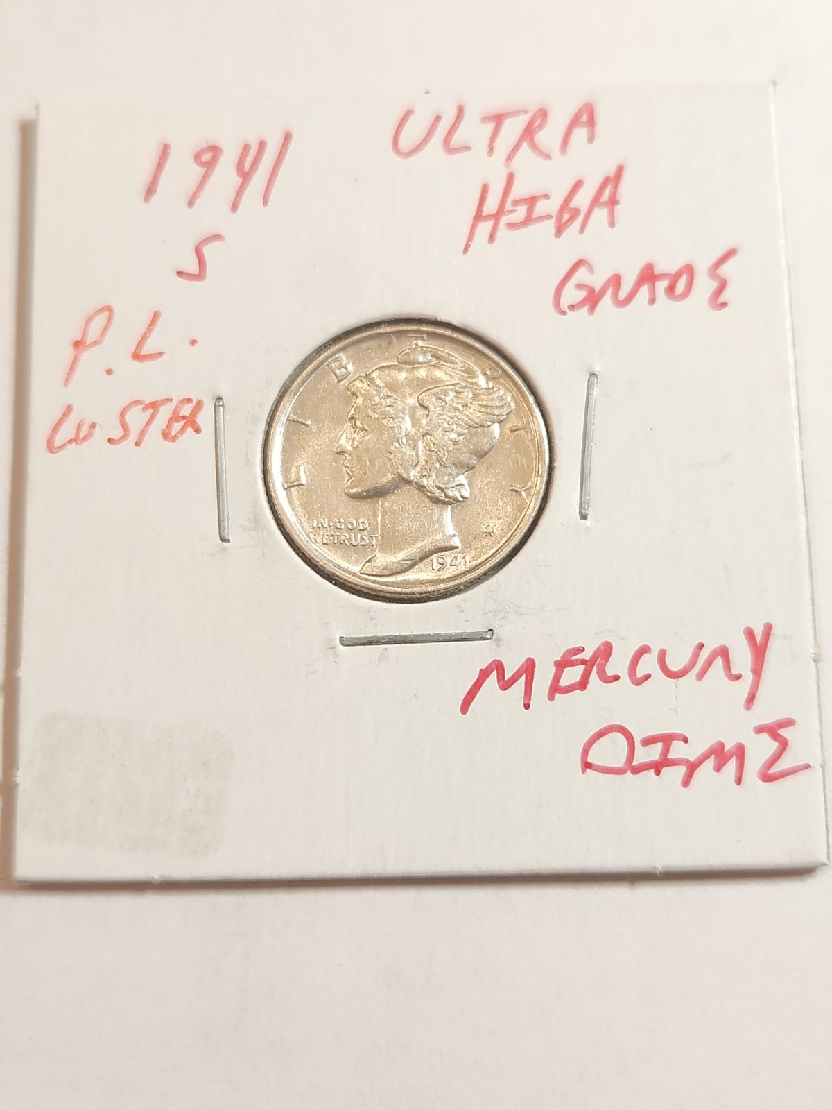 1941 S ULTRA HIGH GRADE P.L. LUSTER MERCURY DIME RARE