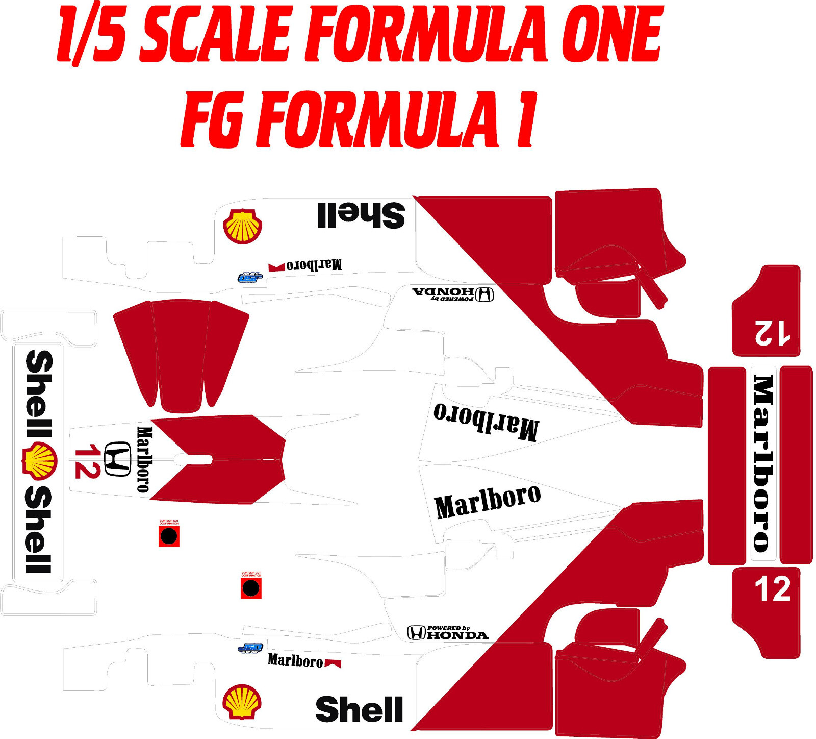 FG 10008 FORMULA ONE F1 1X5 SCALE CUSTOM RED SMOKES  THEME WRAP KIT