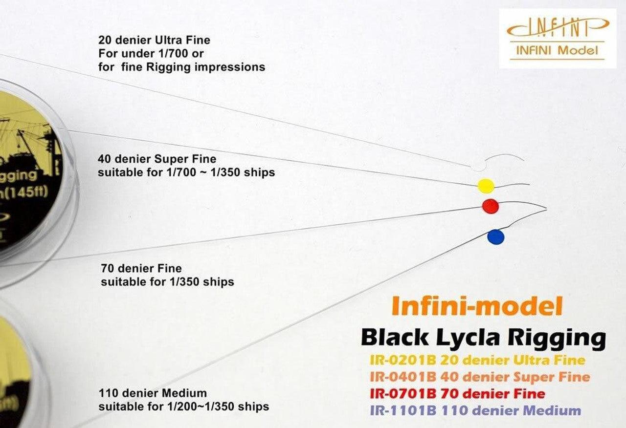 Infini Model Black Lycra Ship Rigging Medium 110 Denier 145Ft. IR-1101B - US