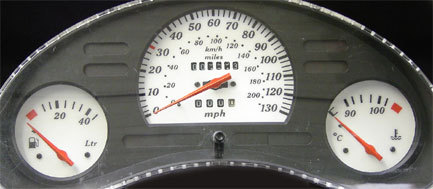 Lockwood Vauxhall Corsa B 0-130MPH no Rev Counter w/Rest pegs YELLOW Dial Kit