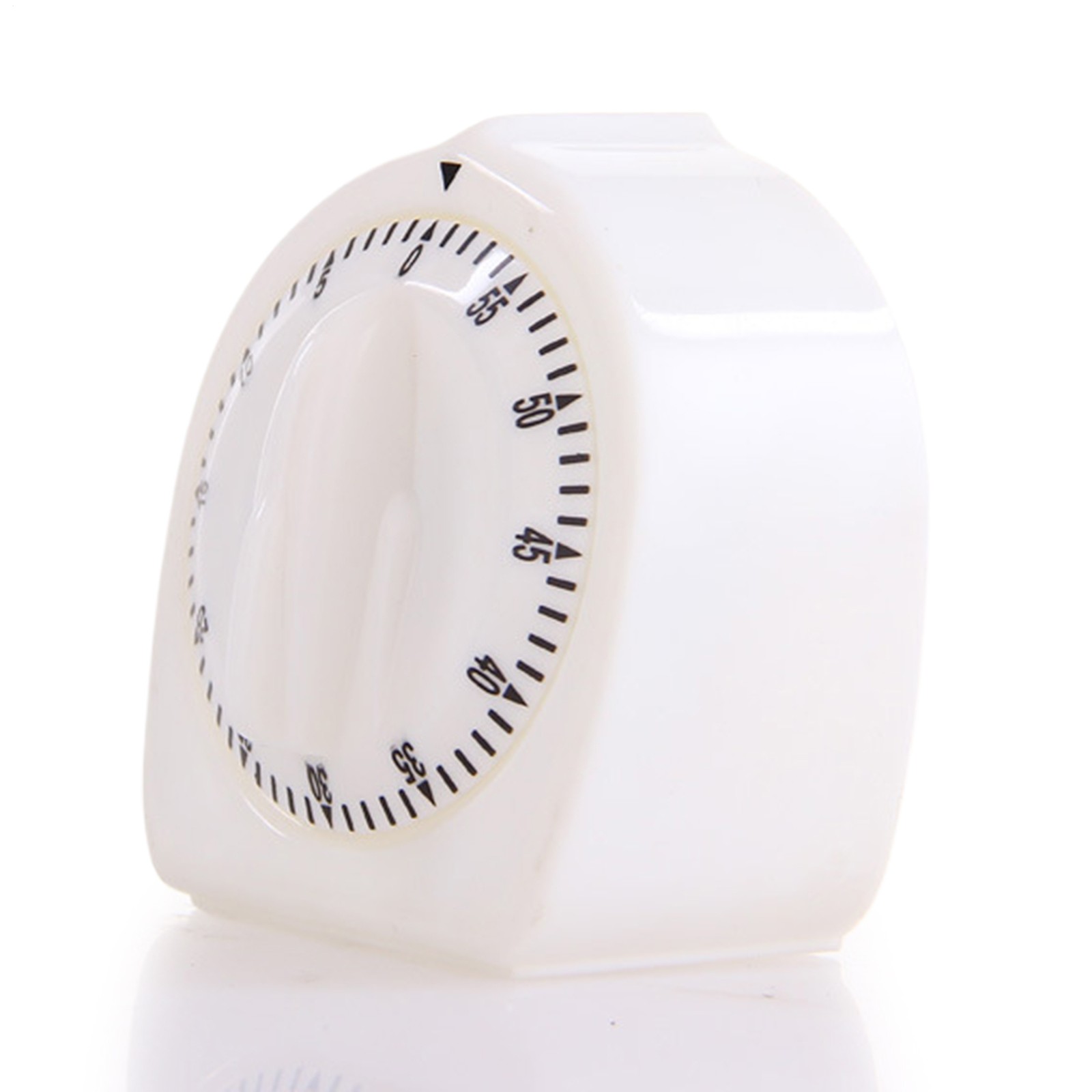 60-Minute Wind-Up Mechanical Timer Loud Alarm Visual Countdown White