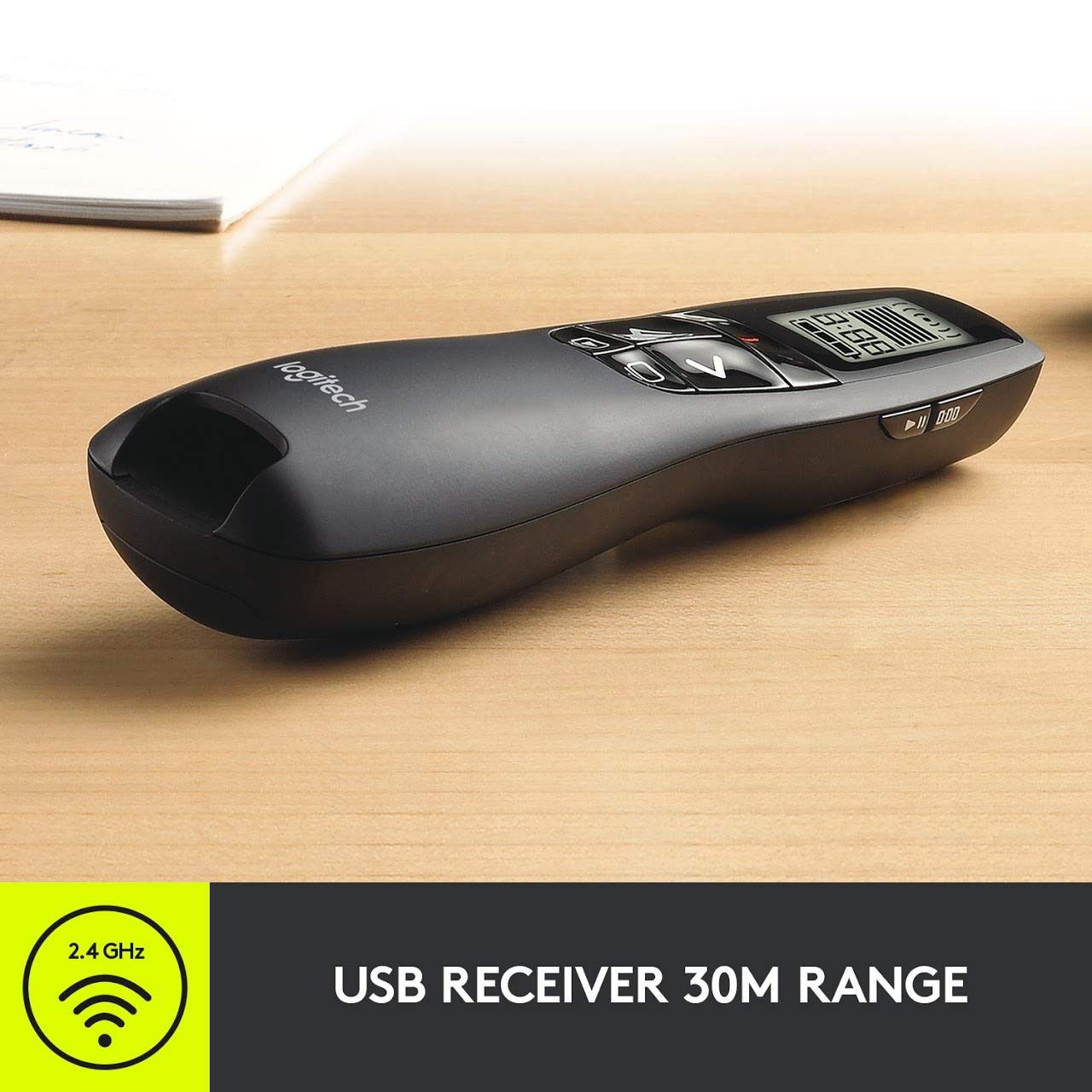 Logitech R800 Wireless Presenter Remote Green Laser Pointer LCD Screen 100ft