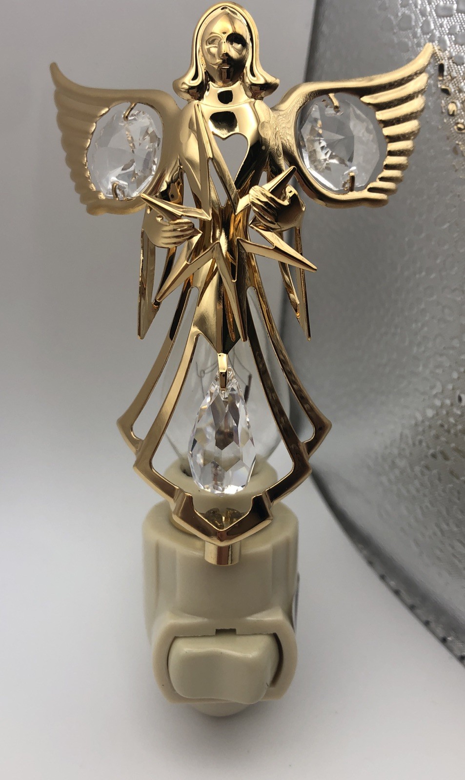 Mascot CRYSTAL DELIGHT Night Light  ANGEL w/Star 24K Gold Plated Clear Crystals