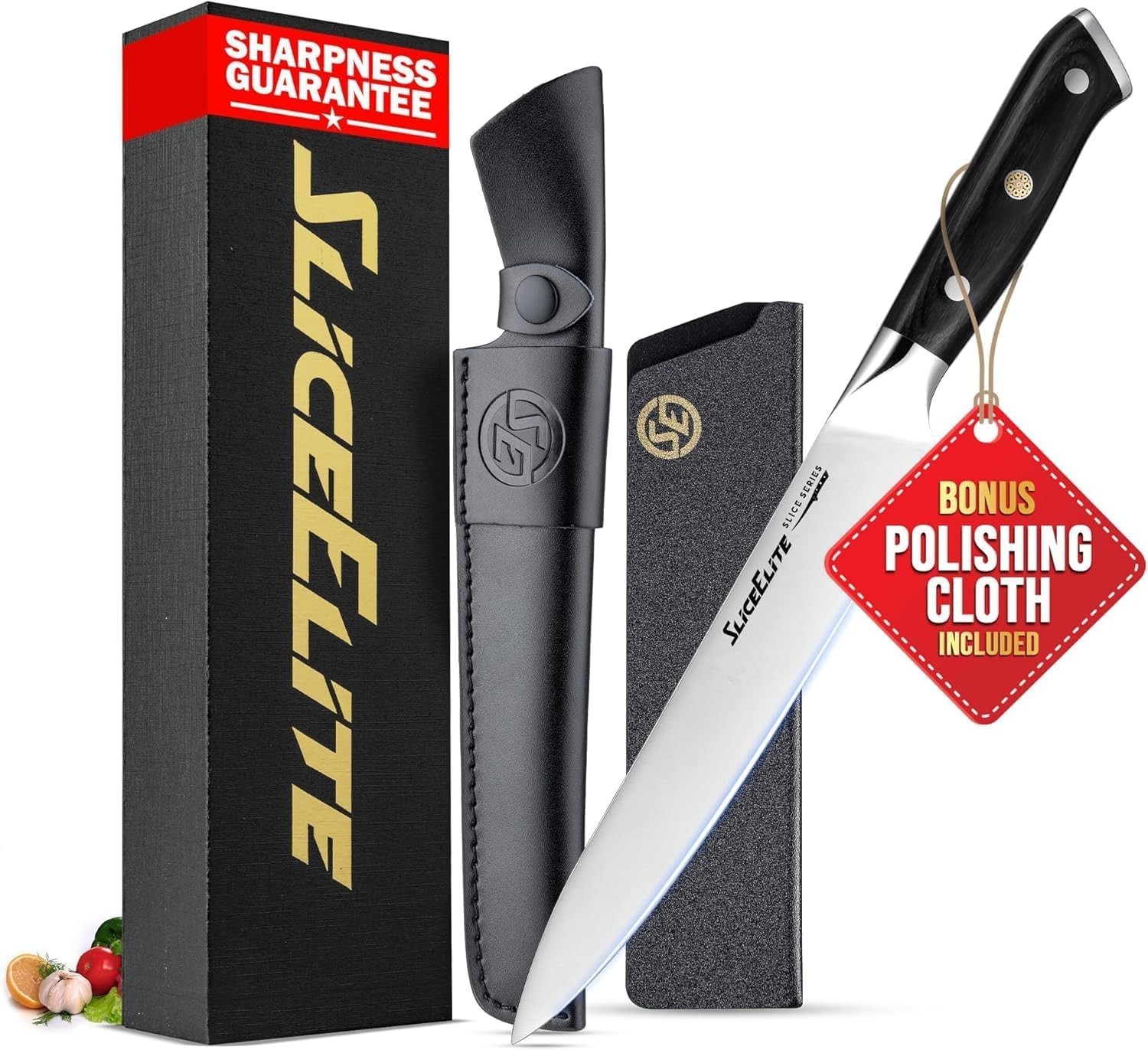 SliceElite 8 Inch Carving Knife High Carbon German Steel Pakkawood Handle