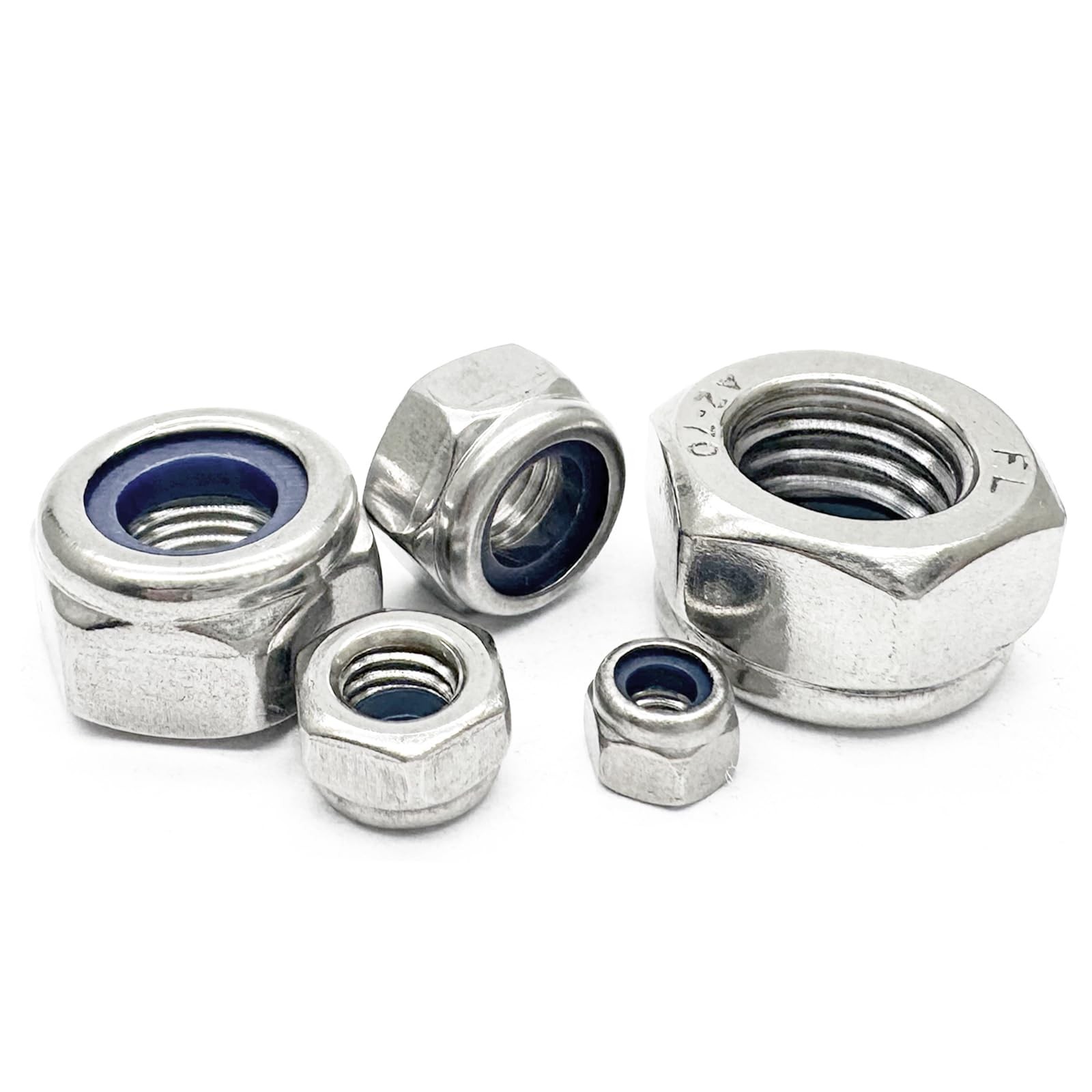 2pcs M16x1.5mm Nylon Insert Locknuts,Fine Thread Hex Nuts,304 Stainless Steel...