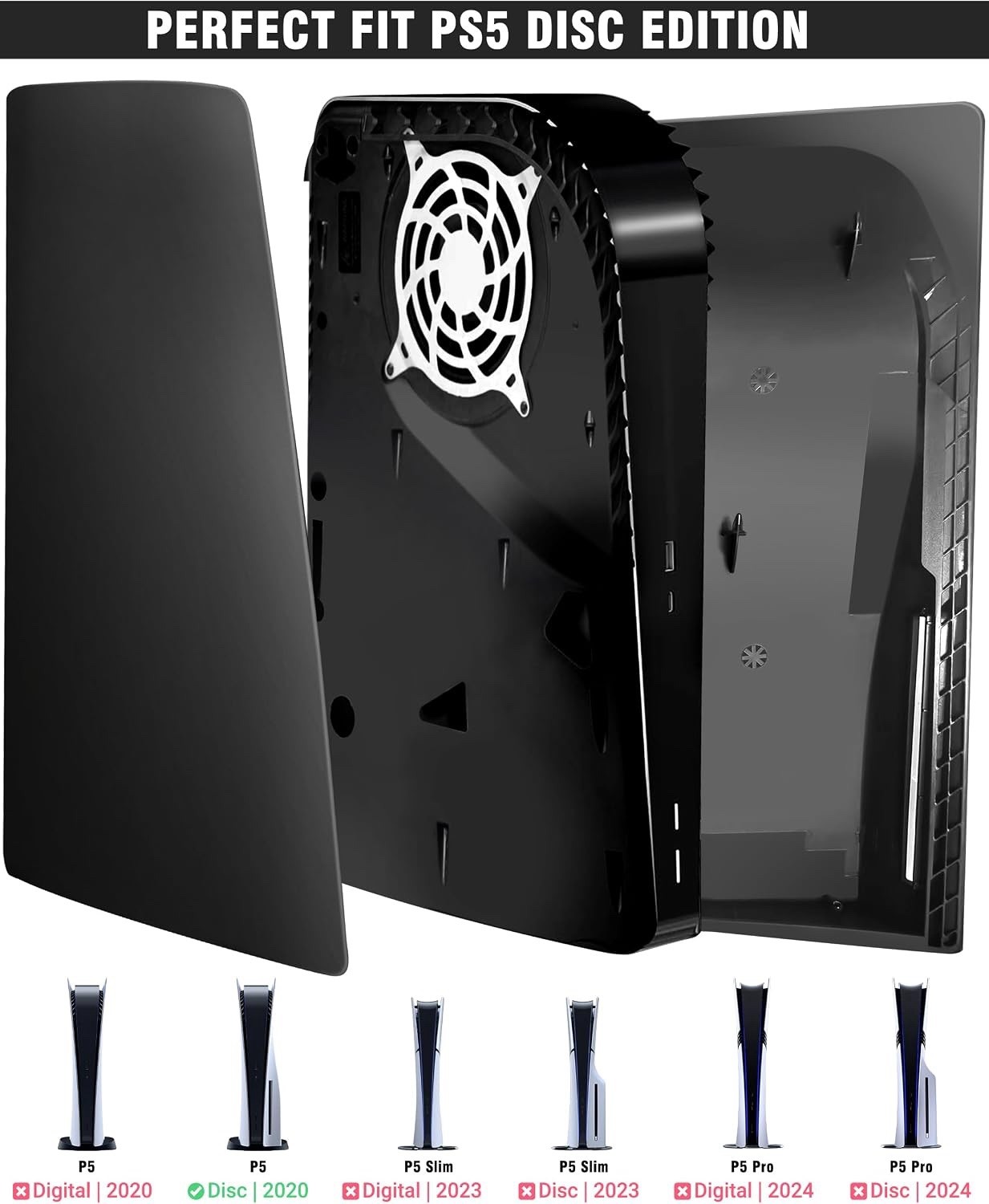 Black PS5 Faceplate Cover Plate Shell - Disc Version for PlayStation 5