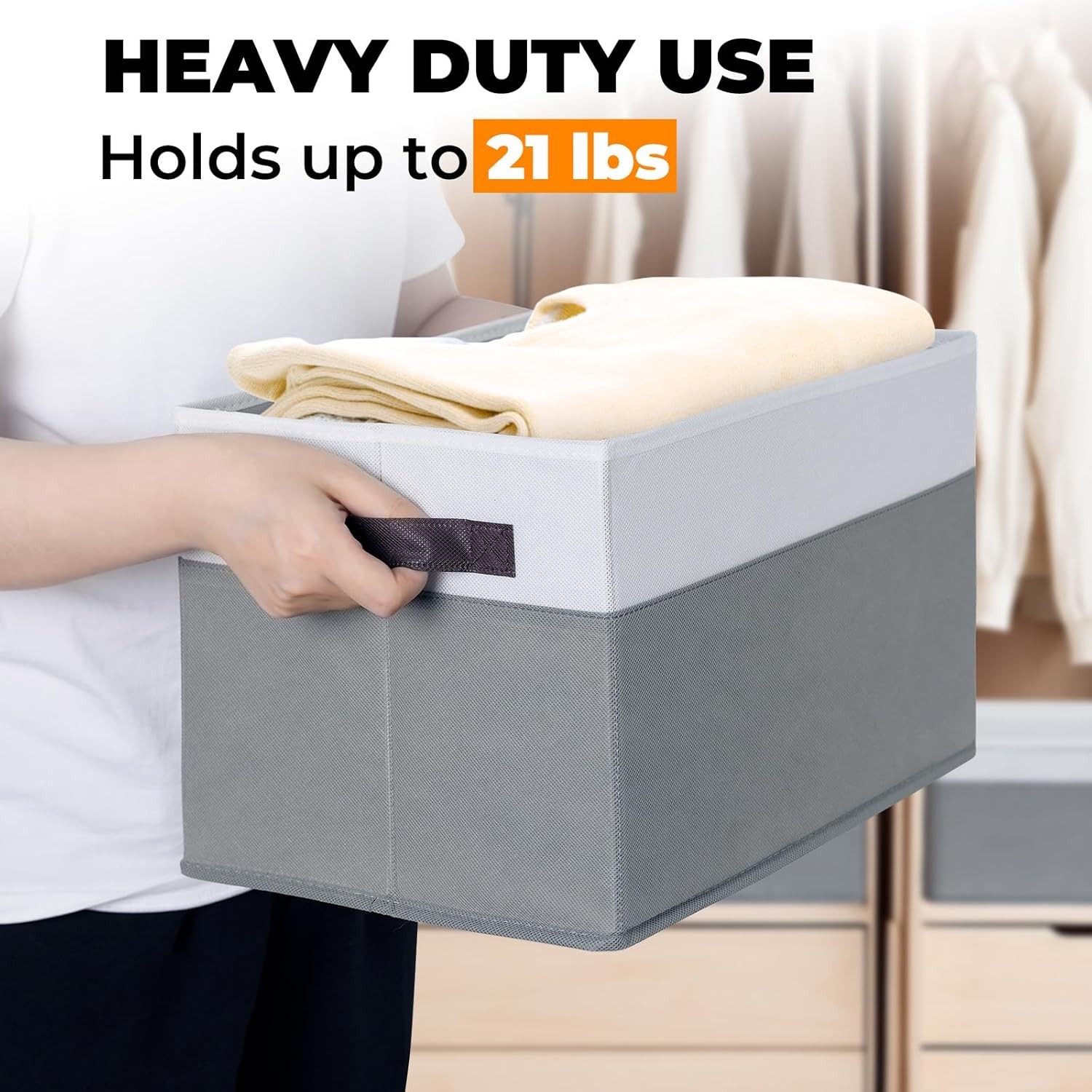 Large Closet Storage Baskets 4 Pack with Lids for Shelves