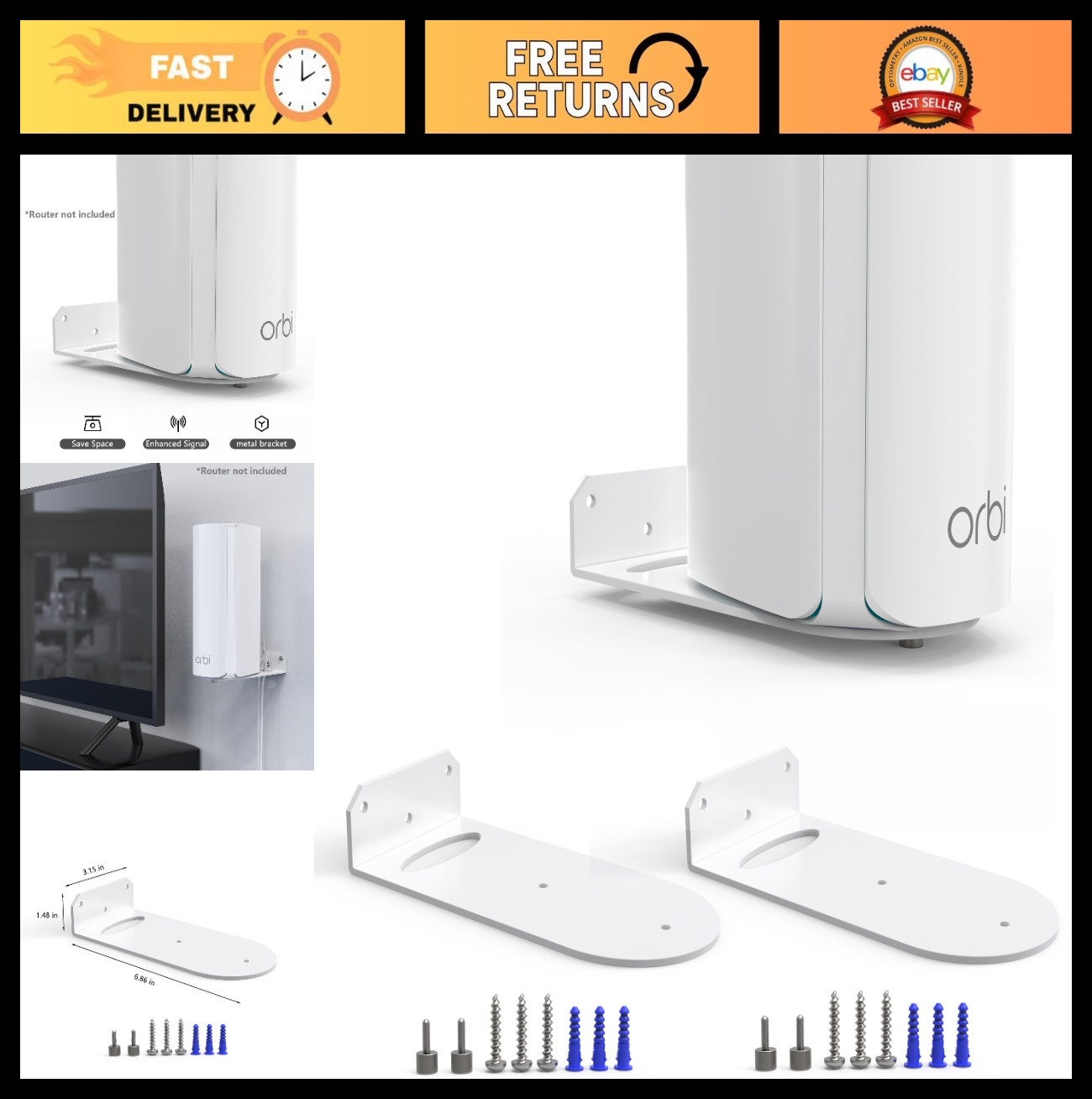Wall Mount for Tri-Band WiFi 7 Mesh System 770 & 370 Series - 2 Pack, Easy Insta