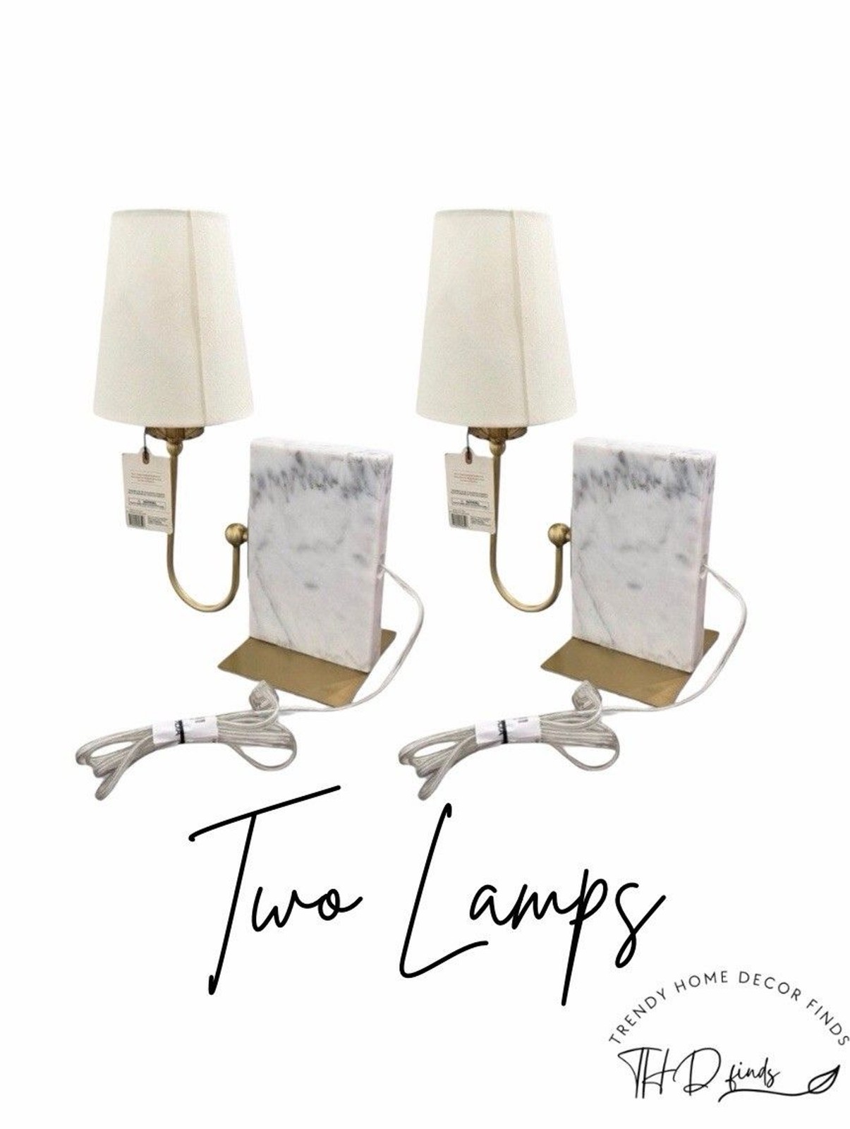 SET OF 2- VIRAL Marble Bookshelf Lamps - Hearth & Hand with Magnolia RARE NEW