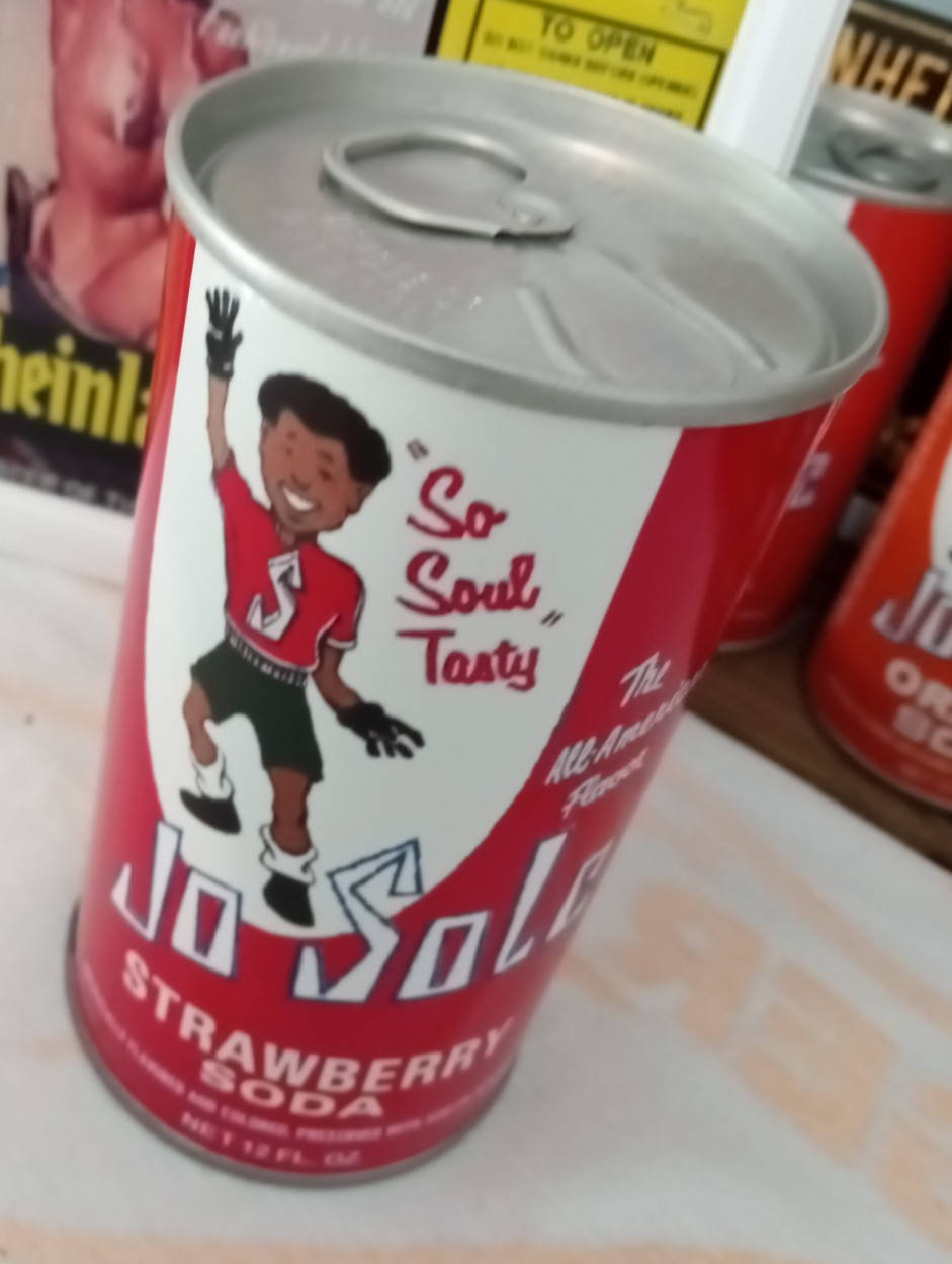 REPLICA  Pull Top JO SOLE Soda Pop SO SOUL TASTY can STRAWBERRY Air Sealed Empty