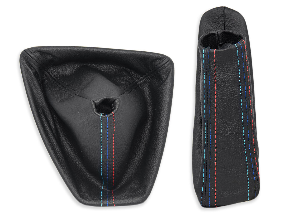 FOR BMW E90 E91 GEAR SHIFT + HANDBRAKE GAITER LEATHER STITCHING MPOWER + FRAME