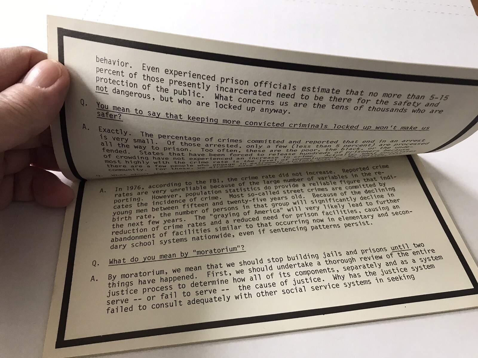1979 UUSC Moratorium on Prison Construction Pamphlet 16 pages