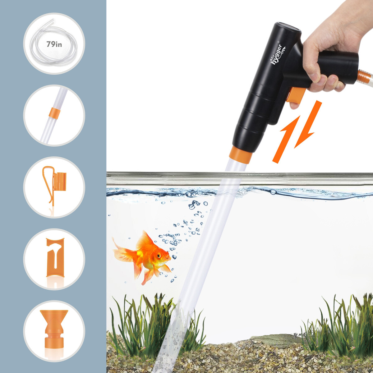 hygger Aquarium Cleaner Kit Vacuum Pump Gravel Water Cleaning Fish Tank Cleaner