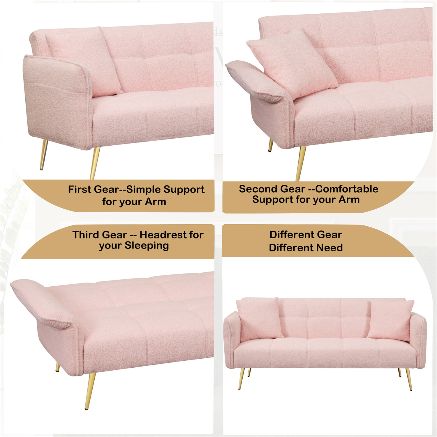 Convertible Sleeper Sofa Bed Futon Sofa Couch Folding Recliner Sofa US