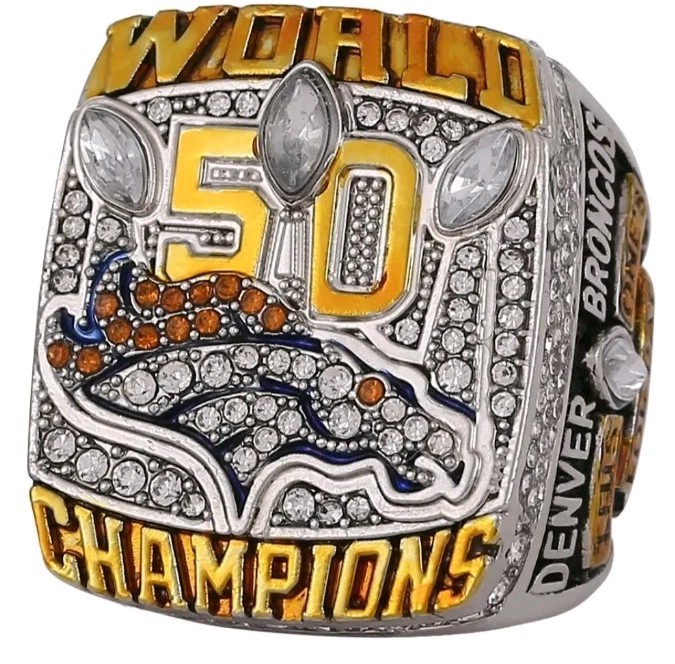 BRONCOS 2015 COLLECTORS SOUVENIR V.MILLER OLD SCHOOL FOOTBALL🏈SIZE 11 FAN RING!