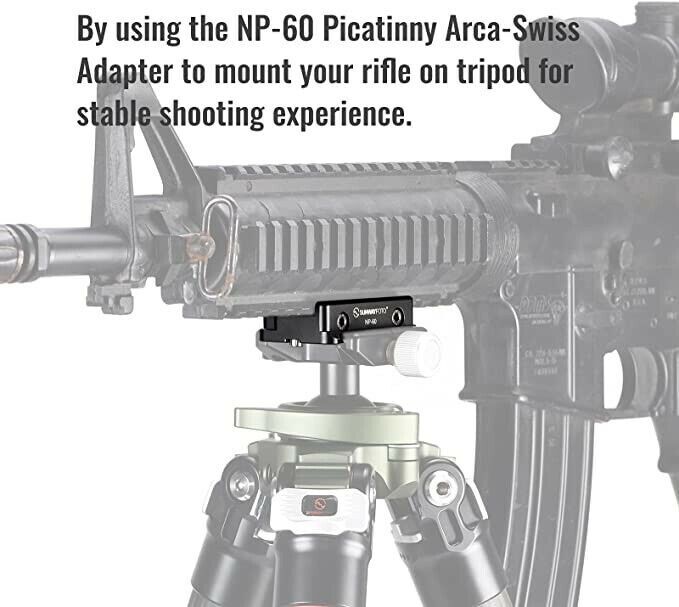NP-60 60mm Picatinny Nato Arca Swiss Adapter Clamp for Rifle Tripod Mount